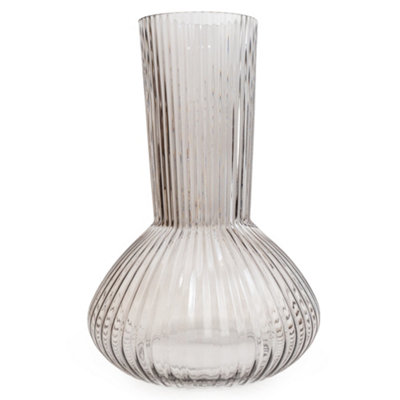Candlelight 30Cm Grey Ridged Tall Bottle Vase Decor from B&Q