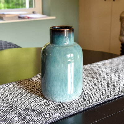 Madison & Mayfair Charming Blue Reactive Glaze Bottle Vase from B&Q