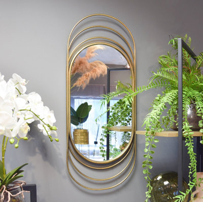 B&Q -  Oval Antique Gold Metal Mirror Designed