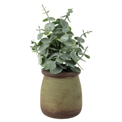 Candlelight Green 18Cm Chinese Money Artificial Plant In Green Ceramic Pot from B&Q