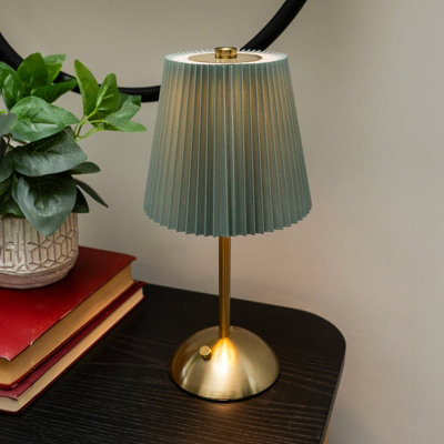 Madison & Mayfair Metal Table Lamp With Duck Egg Pleated Shade from B&Q