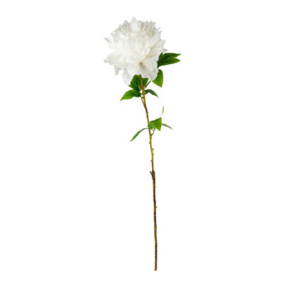 Candlelight White Peony Artificial Foliage (H) 620mm from B&Q