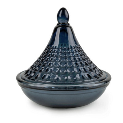 Candlelight Blue Jaisalmer Embossed Tagine Glass Candle from B&Q
