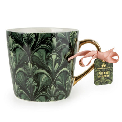 B&Q -  Green Damask Historic Royal Palace Inspired Mug