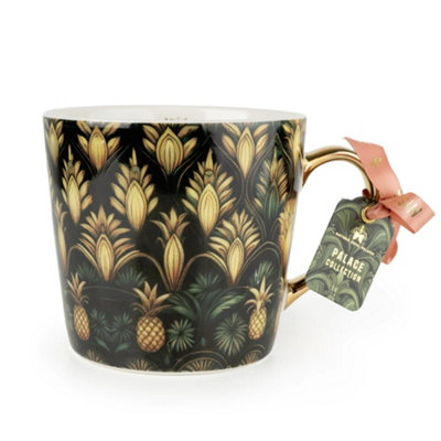 B&Q -  Black Deco Pineapple Historic Royal Palace Inspired Mug