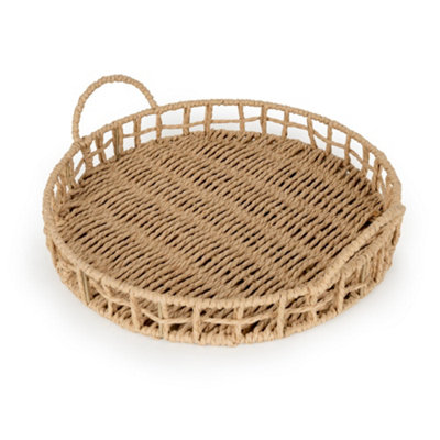 Candlelight Wicker Woven Circular Rattan Tray from B&Q