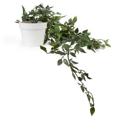 Candlelight Green & White Tradescantia Artificial Plant In White Plastic Pot from B&Q
