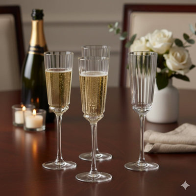 Madison & Mayfair Set Of Four Maccassar Flute Glasses from B&Q
