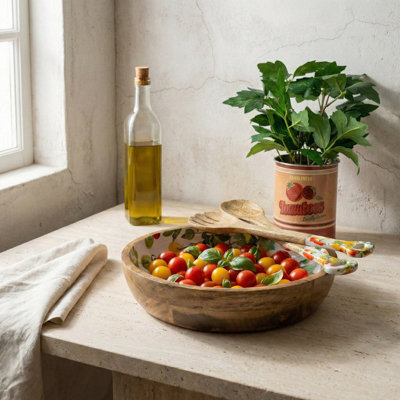 Madison & Mayfair 30Cm Rounded Bowl Mango Wood Tomatoes from B&Q