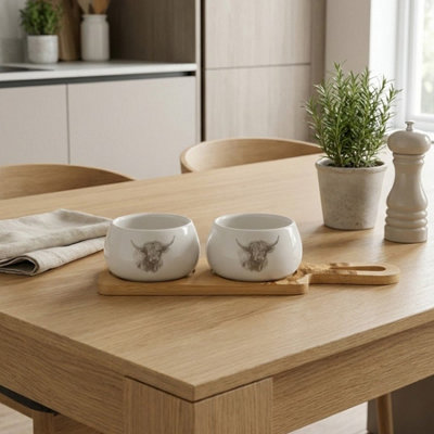 Garden Greatness Duo Highland Cow Dip Bowl Tray Set from B&Q