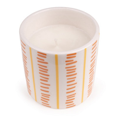 Candlelight Garden YellowOrange & White Striped Citronella Medium Candle from B&Q