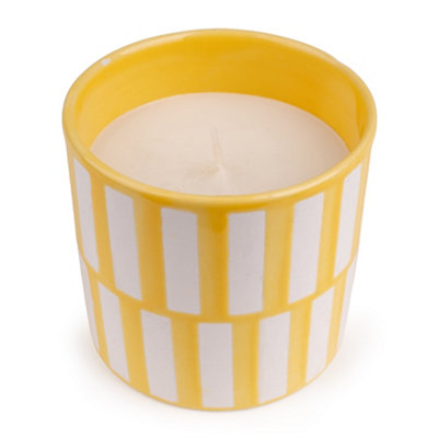 Candlelight Garden Yellow & White Striped Citronella Medium Candle from B&Q
