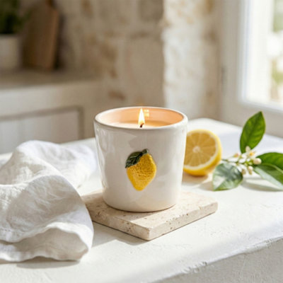 Candlelight White & Yellow Lemon Small Jar Candle from B&Q