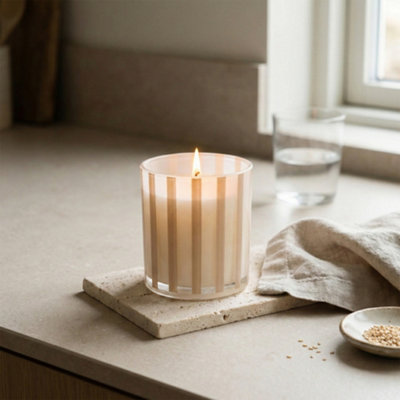 Candlelight Sesame Stripe Vanilla Small Jar Candle from B&Q