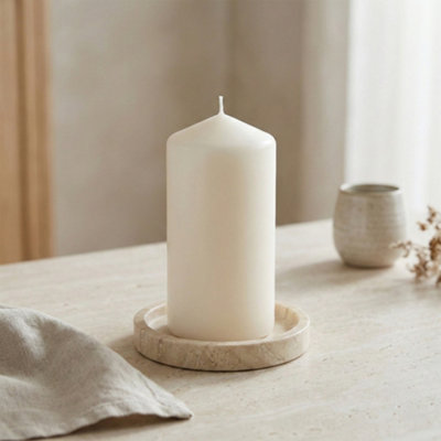 Candlelight Ivory Plain Unscented Medium Pillar Candle from B&Q