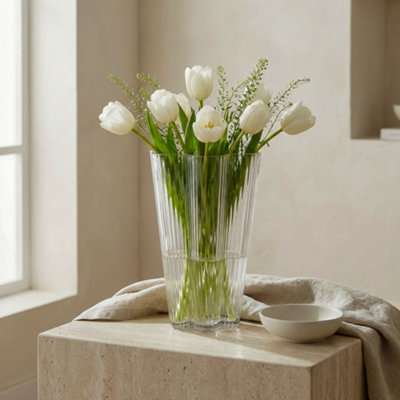 Candlelight Medium Clear Glass Scalloped Vase(H)27Cm (D)17.7Cm from B&Q