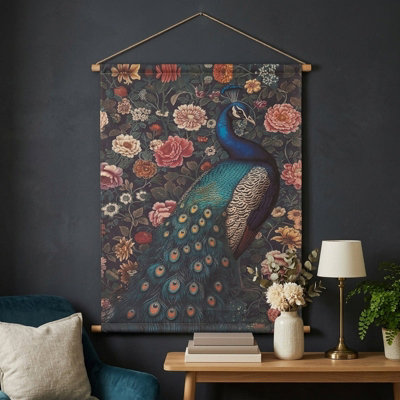 Madison & Mayfair Peacock Wall Art With Boho Floral Design from B&Q