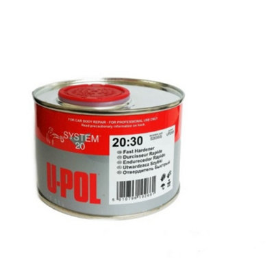 U-Pol Fast Hardener Paints Activator Primers Clearcoats Water Clear Tin 330Ml