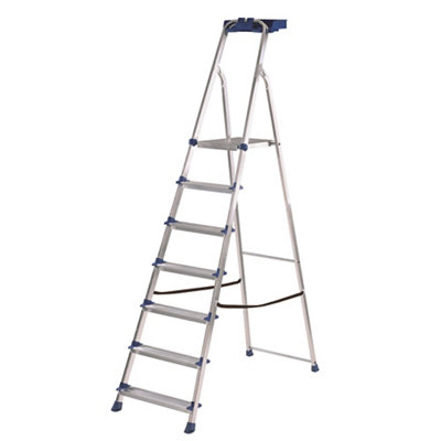 Werner 7 Tread Aluminium & Steel Platform Step Ladder (H)2.12M from B&Q