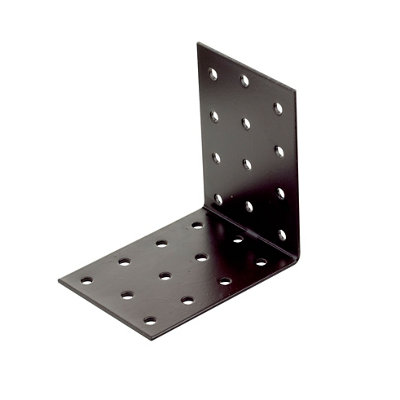 Abru Brown Powder-Coated Steel Perforated Angle Bracket (H)60mm (W)80mm (L)80mm from B&Q