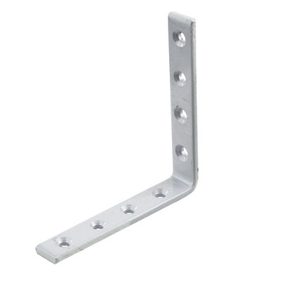 B&Q -  Chrome Effect Powder-Coated Steel Heavy Duty Angle Bracket (H)20mm (W)120mm (L)120mm