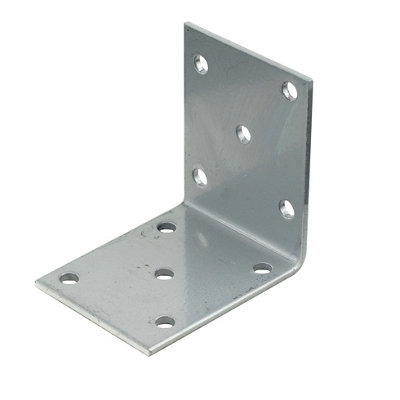 B&Q -  Silver Effect Powder-Coated Steel Mini Angle Bracket (H)40mm (W)50mm (L)50mm