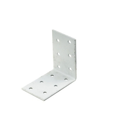 Abru Silver Effect Powder-Coated Steel Perforated Angle Bracket (H)40mm (W)60mm (L)60mm from B&Q