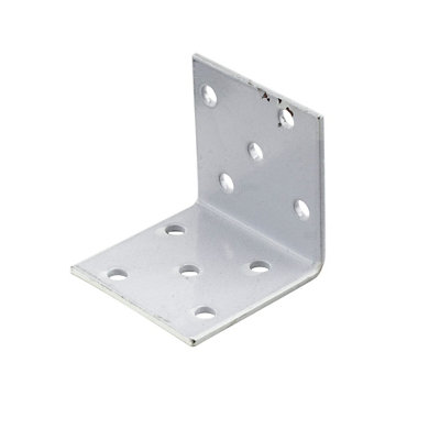 B&Q -  Silver Effect Powder-Coated Steel Mini Angle Bracket (H)40mm (W)40mm (L)40mm