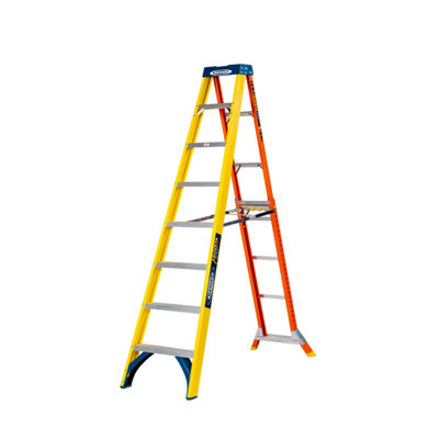 Werner Adjustastep Pro Fibreglass Stepladder 8 Tread from B&Q