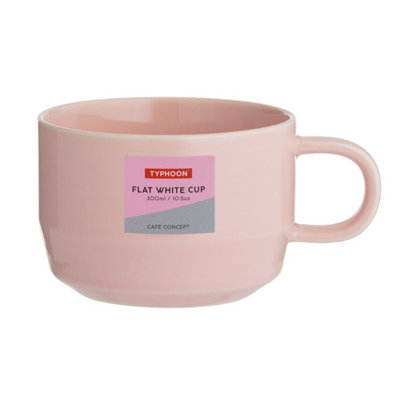 Flat White Cup 300Ml Pink Stoneware Hot Coffee Latte Espresso Drinking Cup Mug from B&Q