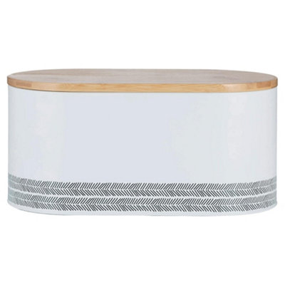 Rayware Typhoon Monochrome Bread Bin 7.5 Litre With Bamboo Lid - White
