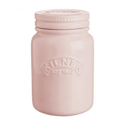 B&Q -  Storage Jar: Kilner Ceramic Push Top Jar In Dusty Pink0.6 Litre