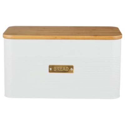 Rayware Typhoon Otto Square Bread Bin 9.5 Litre With Bamboo Lid - White