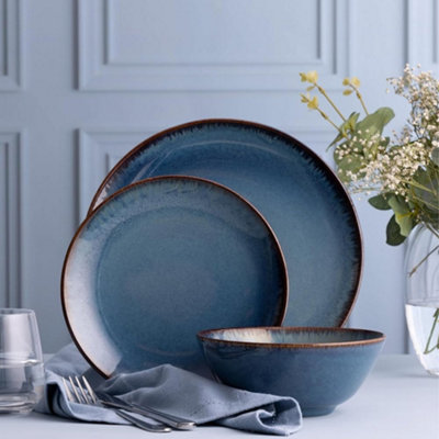 B&Q -  Reactive 12 Piece Dinner Set Blue