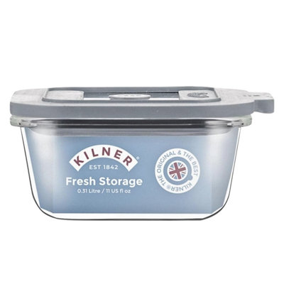  - Kilner New Fresh Storage Square Container Glass Base Vacuum Seal Valve Lid 310Ml