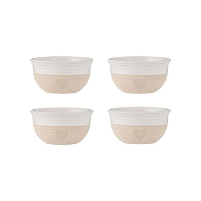 Stoneware Mini Bowls Debossed Heart Dessert Dip Bowls Pinch Pots 150Ml Set Of 4 from B&Q