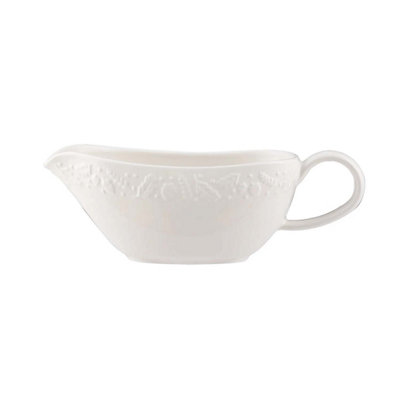 B&Q Stoneware Gravy Boat Embossed Acorn Sauce Jug Serving Dish Sauce Pot 450Ml Cream