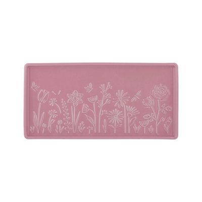  - Rectangle Platter In The Meadow Stoneware Floral Embossed Food Serving Dish