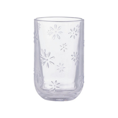 Daisy Glass Tumbler 450Ml Recycled Ravenhead Clear Embossed Floral Drinkware from B&Q