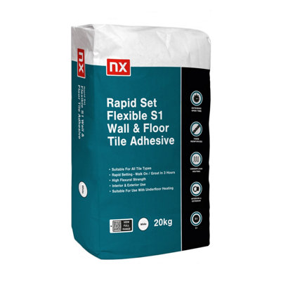 Nx S1 Rapid Set Flexible White Wall & Floor Tile Adhesive20Kg from B&Q