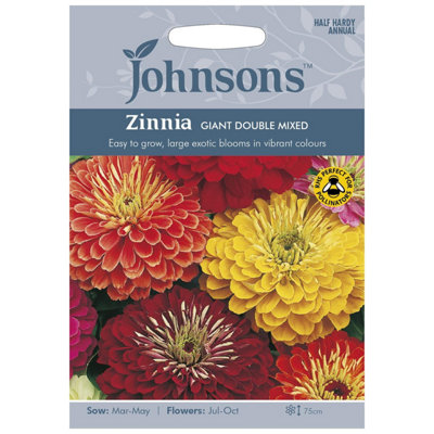 Johnsons Zinnia Giant Double Mixed Flower Seeds