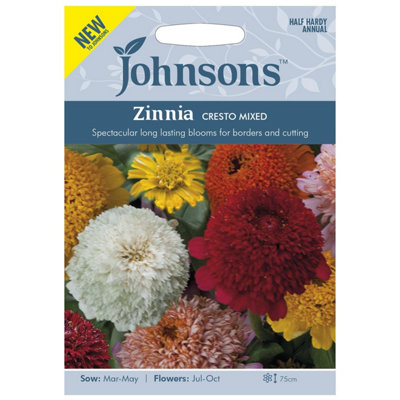 Johnsons Zinnia Cresto Mixed Flower Seeds