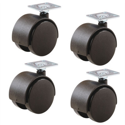 Keypak Hooded Swivel Castor WheelsTwin Wheel40mm Diameter4 PackRolls On Carpet & Hard Floors18Kg Max Load Per Castor from B&Q