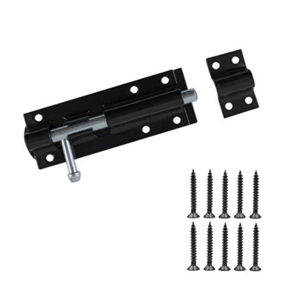 Keypak Heavy Duty Tower Bolt 4 Inch 100mm Black PadboltFor Garden Gate Sheds & Door1Pcs from B&Q