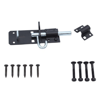 Keypak Heavy Duty Black Brenton Pad Lock Bolt (100mm-4 Inch) Door For GarageGarden Gate Shed Wooden Door Lock from B&Q