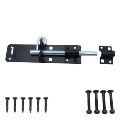 Keypak Heavy Duty Black Brenton Pad Lock Door Bolt (150mm-6 Inch) For GarageGarden Gate Shed Door Wooden Door Lock from B&Q