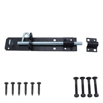 Keypak Heavy Duty Black Brenton Pad Lock Bolt  (200mm-8 Inch) Door For GarageGarden Gate Shed Door Wooden Door Lock from B&Q