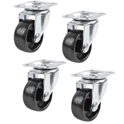 Keypak 40mm Swivel Castors4 PackBlack Plastic Plate FixingFor Lightweight FurnitureRolls Smoothly On Carpeted Floors from B&Q