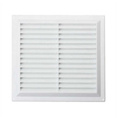 Map Vent Map Plastic Louvre Air Vent With Flyscreen, Openings 9" X 9" (229Mm X 229Mm), Triple Brick Wall Grille Cover, White