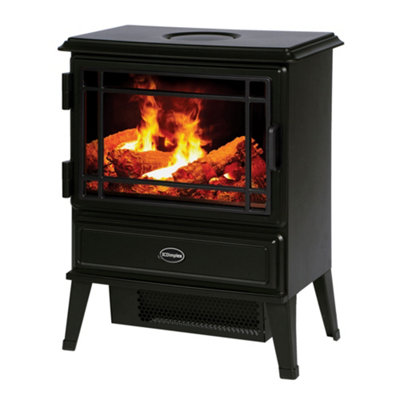 Dimplex Optimyst 2000W Matt Black Cast Iron Effect Electric Stove (H)620mm (W)480mm from B&Q